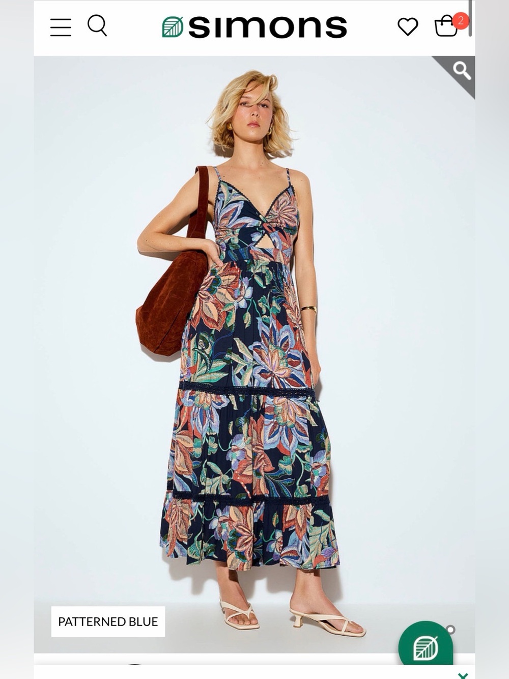 ICONE/Angie (Simons brand) Floral Tiered Navy Sundress with Spaghetti Straps
